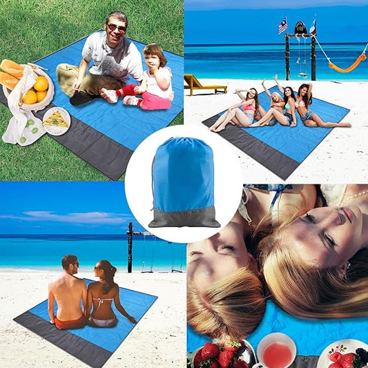 Senders Beach Blanket, Picnic Blanket – Sand-Free, Waterproof, Lightweight 180 x 200 cm Foldable and Portable Pocket Blanket, Large Outdoor Mat for Camping, Garden, Park, Lawn & Travel
